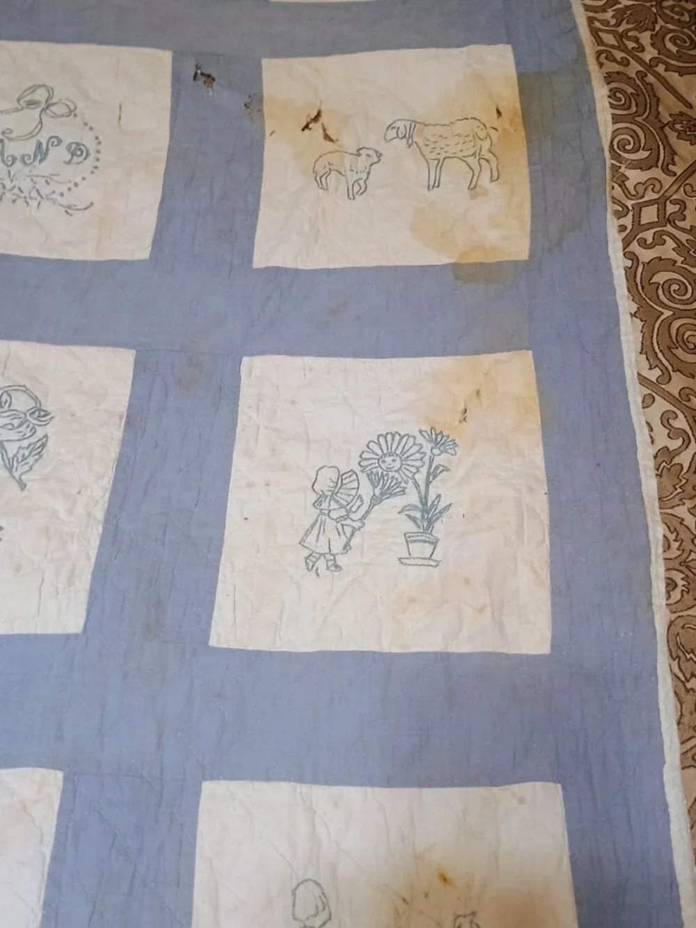 Antique baby boy crib quilt